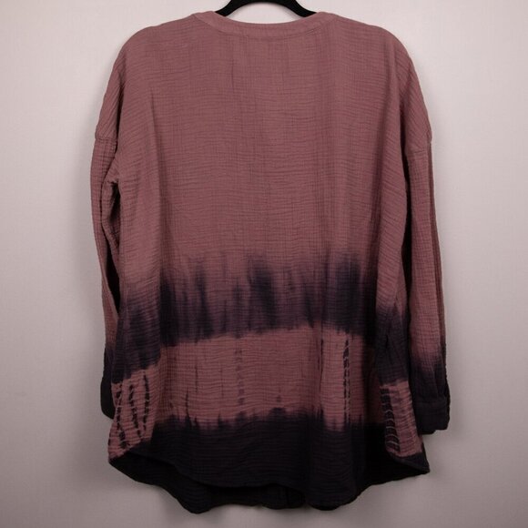 J. Jill PureJill purple tie dye gauzy button down tunic shirt-L - Picture 4 of 4